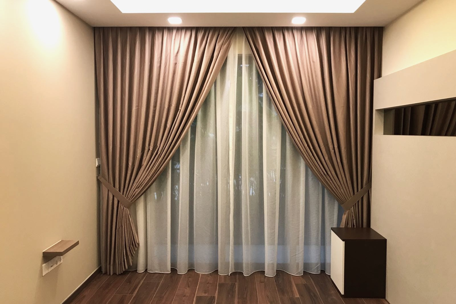 Custom curtains in luxury bedroom
